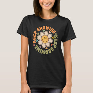 Camiseta Mantener Creciente Cara Sonriente Flor Motivaciona