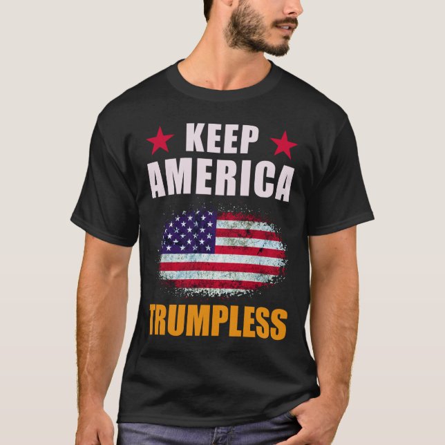 Camiseta mantener la bandera norteamericana trumpless (Anverso)