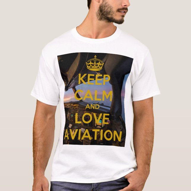 Camiseta Mantener la calma amor Aviación Club avión blanco  (Anverso)