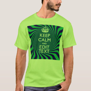 Camiseta Mantener la calma azul y verde con un giro