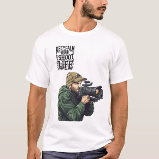 Camiseta mantener la calma en la vida de un disparo