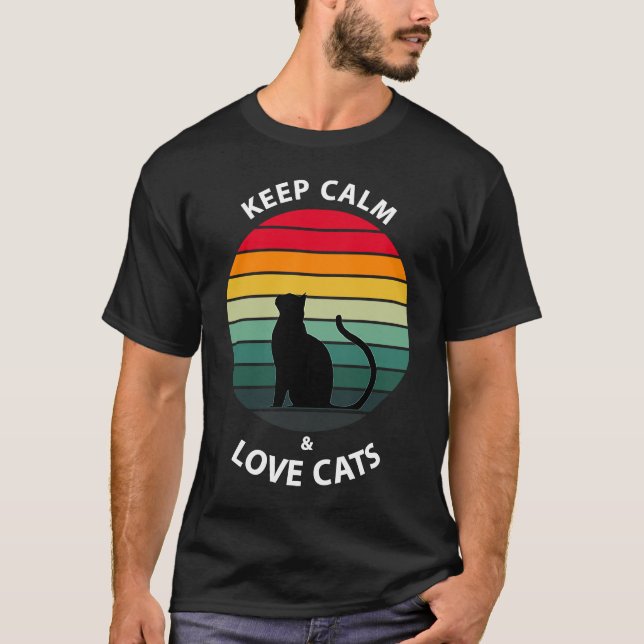 Camiseta Mantener la calma y amar a los gatos (Anverso)