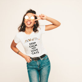 Camiseta Mantener la calma y amar a los gatos