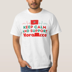 Camiseta Mantener la calma y apoyar a Marruecos