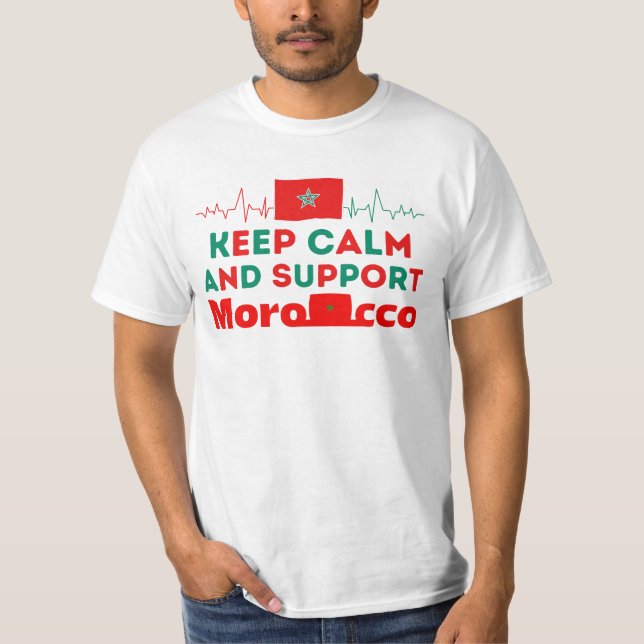 Camiseta Mantener la calma y apoyar a Marruecos (Anverso)