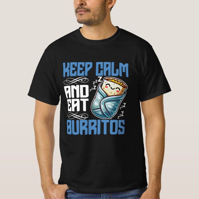 Camiseta mantener la calma y comer burritos (Anverso)