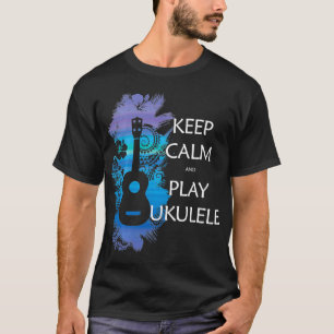 Camiseta MANTENER LA CALMA Y JUGAR UKULELE Tribal colorido