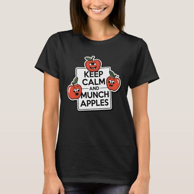 Camiseta Mantener la calma y masticar manzanas (Anverso)