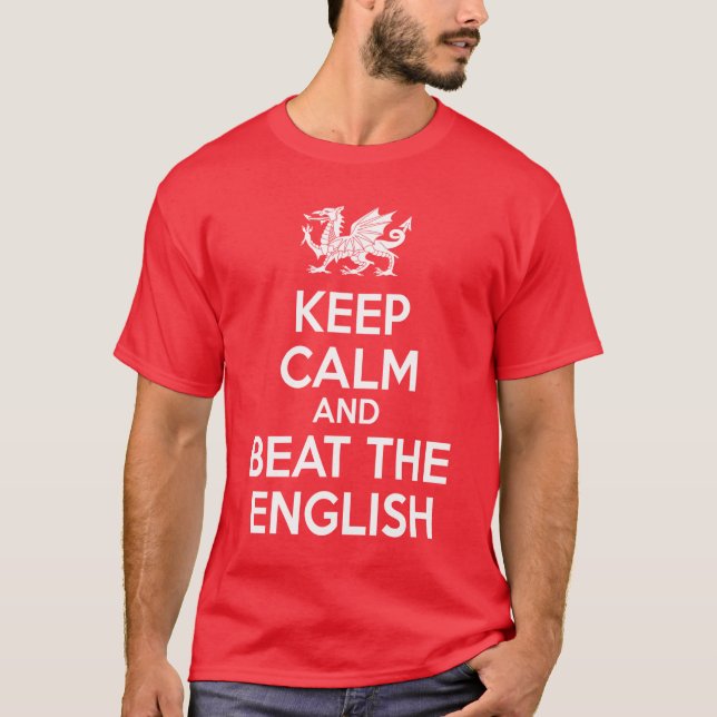 Camiseta mantener la calma y vencer al inglés (Anverso)
