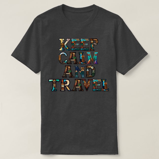 Camiseta Mantener la calma y viajar (Diseño del anverso)