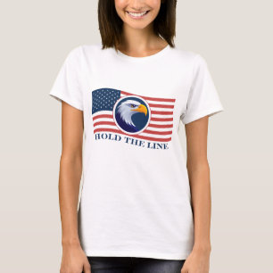 Camiseta Mantener la línea, bandera estadounidense y águila
