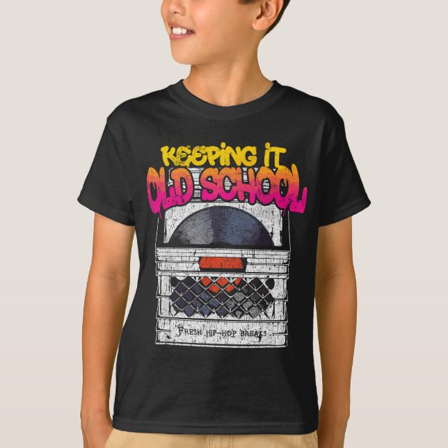 Camiseta Mantener la vieja escuela - Récord de vinilos en l (Anverso)