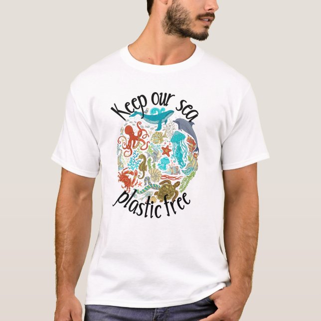 Camiseta Mantener nuestra tortuga de ballena libre de plást (Anverso)