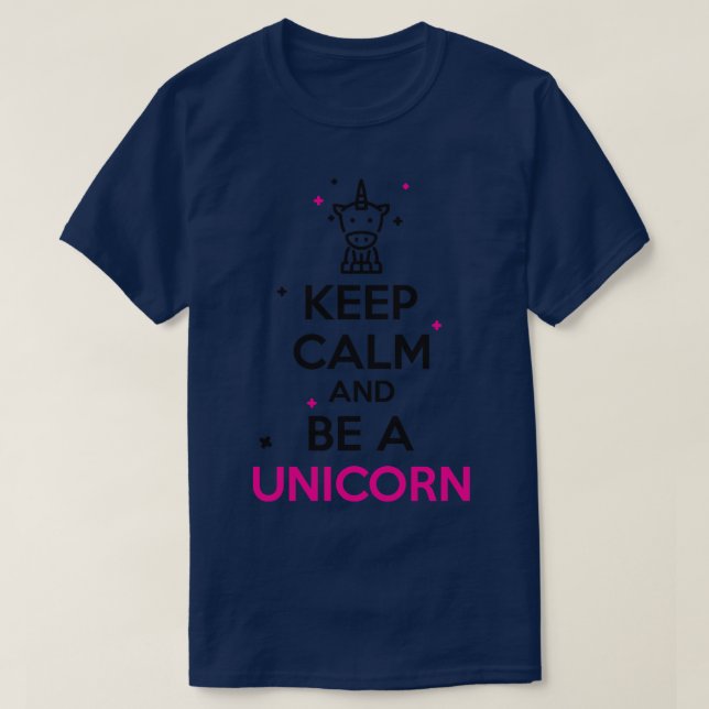 Camiseta Mantener tranquilo unicornio (Diseño del anverso)