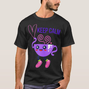 Camiseta Mantener tranquilo y divertido diseño de café