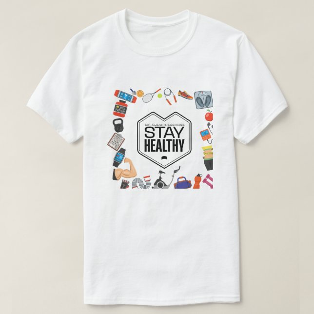 Camiseta mantener un diseño motivacional saludable (Diseño del anverso)