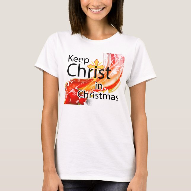 Camiseta Mantenga a Cristo navidad, remolino (Anverso)