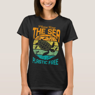 Camiseta Mantenga el mar libre de plástico, protección ambi