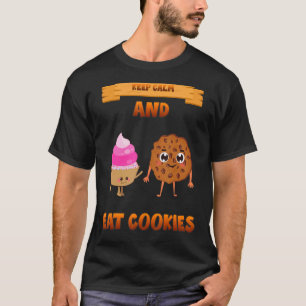 Camiseta Mantenga la calma y coma Humor de Cookies