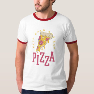 CAMISETA MANTENGA LA CALMA Y COME PIZZA - DIVERTIDO