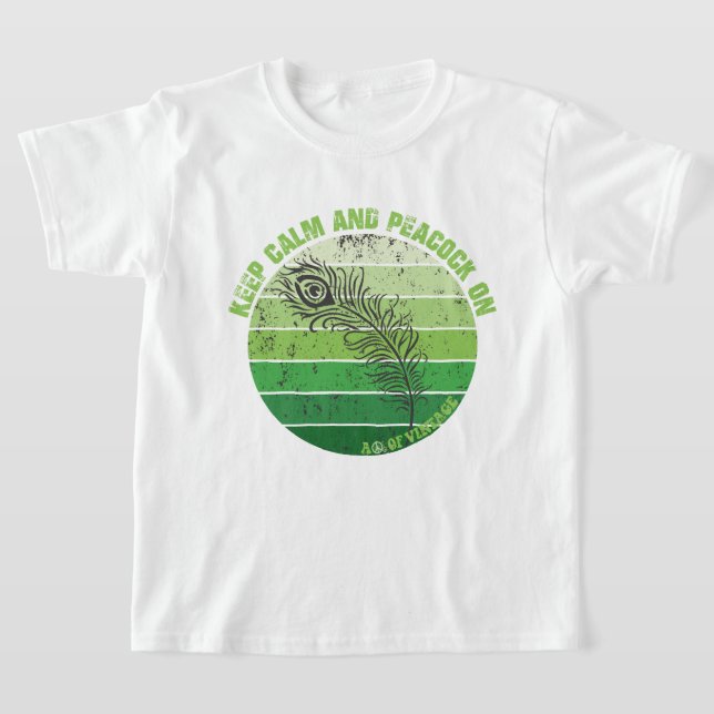 Camiseta Mantenga la calma y el pavo real (Distribución)