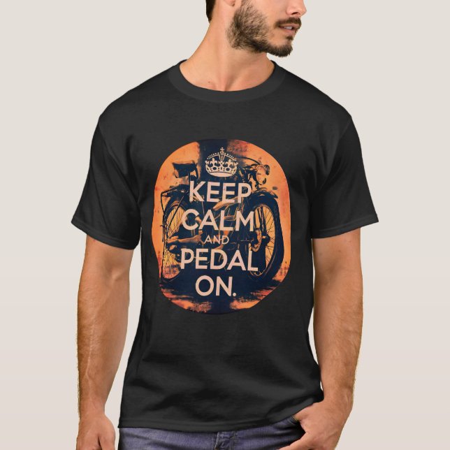 Camiseta Mantenga la calma y el pedal en la aventura ciclis (Anverso)