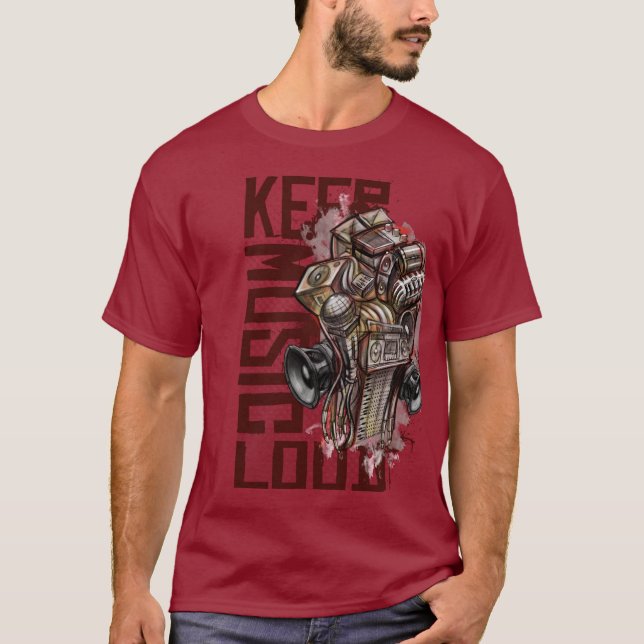 Camiseta Mantenga la música ruidosa (Anverso)