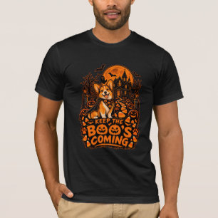 Camiseta Mantenga las burlas llegando Corgi Halloween Calab