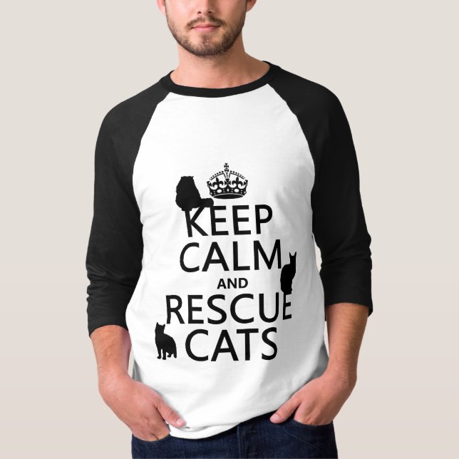 Camiseta Mantenga los gatos tranquilos y del rescate (en (Anverso)
