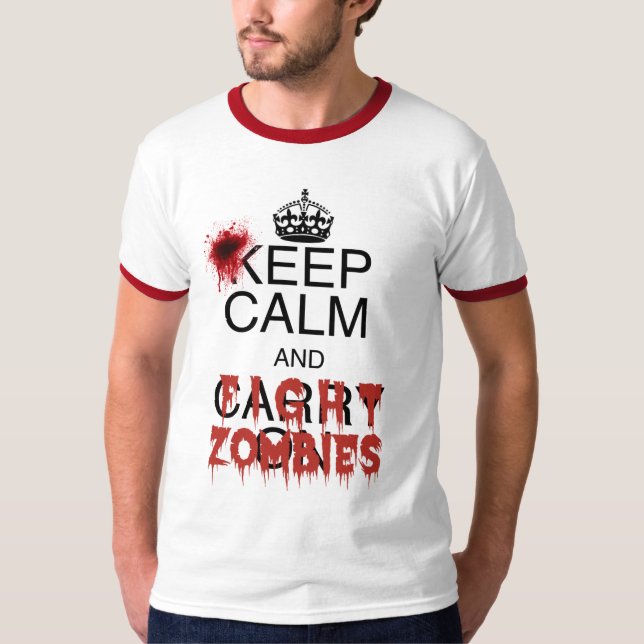 Camiseta Mantenga los zombis tranquilos y de la lucha (Anverso)
