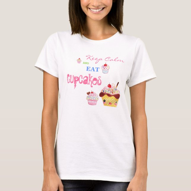 Camiseta Mantenga tranquilo y coma las magdalenas (Anverso)