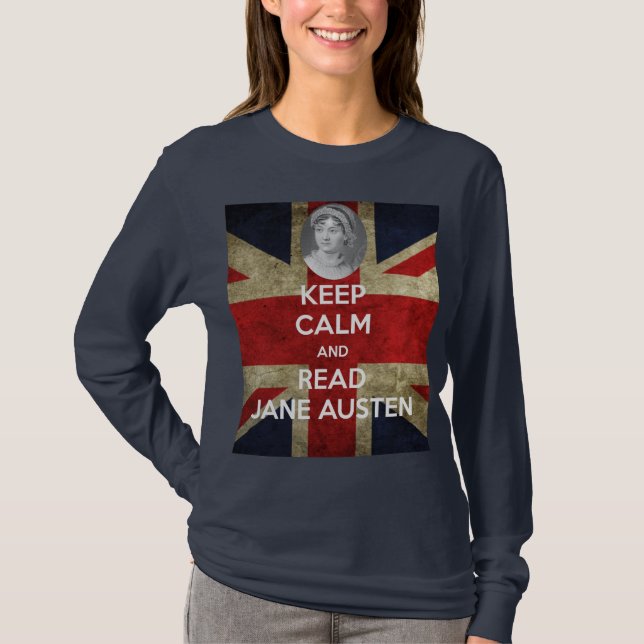 Camiseta Mantenga tranquilo y lea a Jane Austen con el (Anverso)