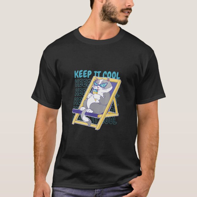 Camiseta Manténgalo en Guay Summer Cat Loung (Anverso)