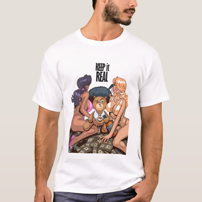 Camiseta Manténgalo real (blanco) (Anverso)