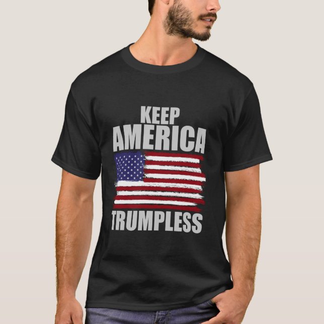 Camiseta Mantengan a Estados Unidos Trumpless en parte demó (Anverso)