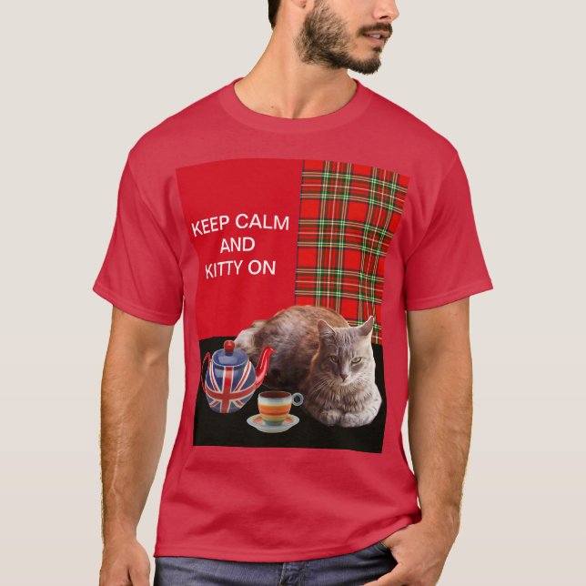 CAMISETA "MANTENGAN LA CALMA Y EL BICICLETO ENCENDIDO", RED (Anverso)