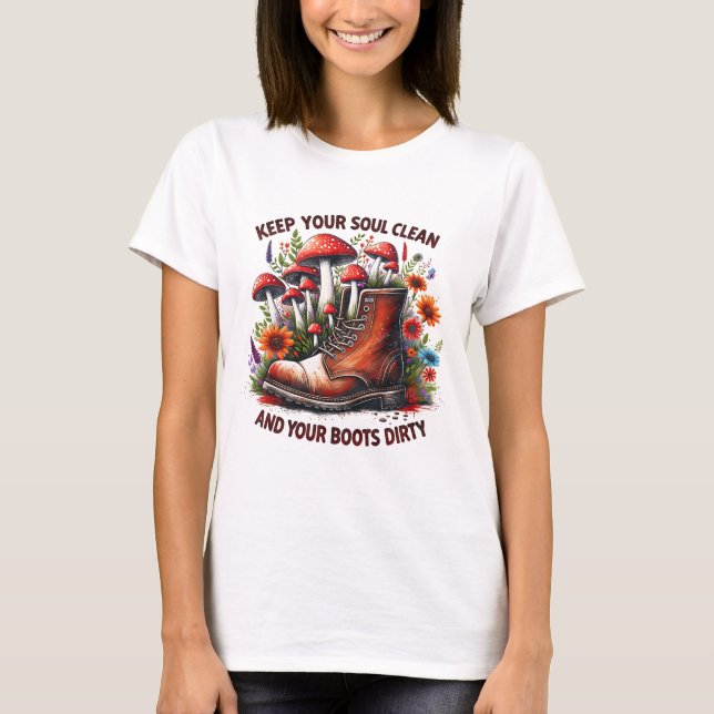 Camiseta Mantengan su alma limpia sus botes sucios flores s (Anverso)