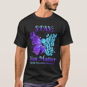 Camiseta Manténganse mariposa Semicolón Conciencia Suicida