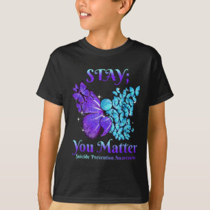 Camiseta Manténganse mariposa Semicolón Conciencia Suicida