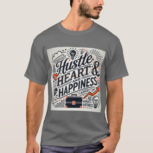 Camiseta Manténganse motivados con este 'Hustle, Heart and  (Anverso)