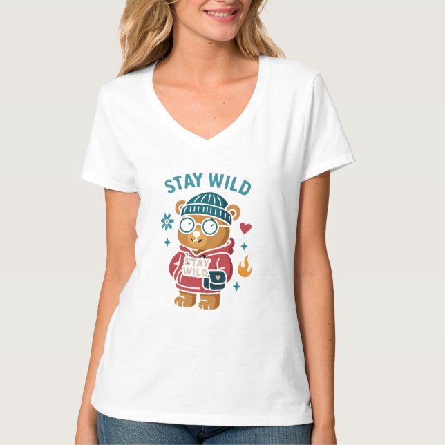 Camiseta Manténganse salvajes Oso de peluche (Anverso)