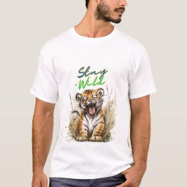 Camiseta Manténganse salvajes, tigre pequeño, animal salvaj