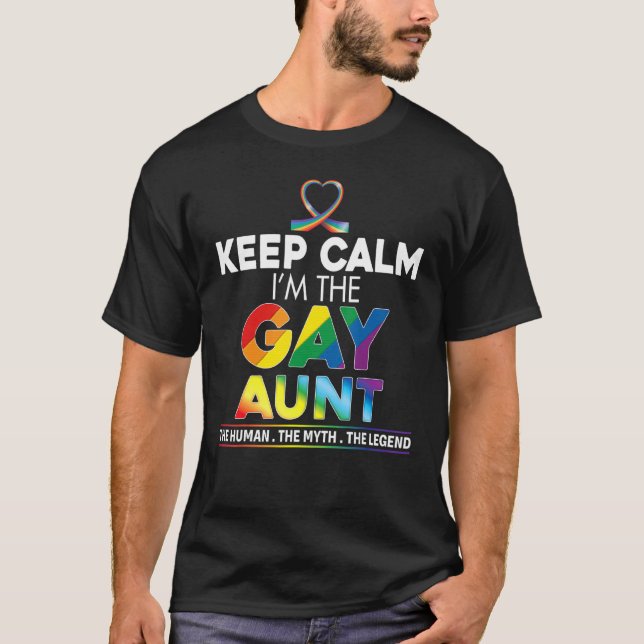 Camiseta Manténganse tranquilos, soy la tía gay Rainbow Rib (Anverso)