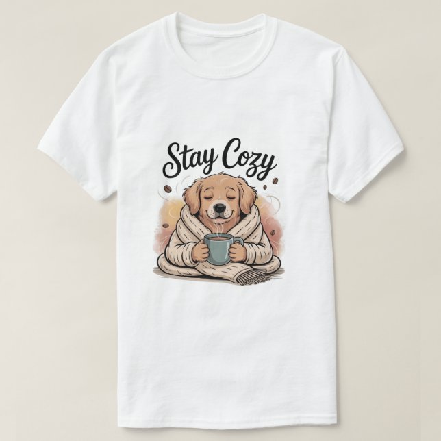 Camiseta Manténgase Acogedor: Perrito Adorable con Chocolat (Diseño del anverso)