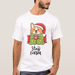 Camiseta Manténgase cálido Navidad Corgi Santa Hat Holiday