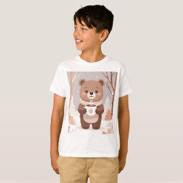 Camiseta Manténgase cómodo oso mínimo y cacao caliente