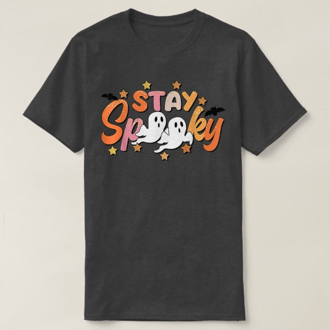 Camiseta Manténgase Fantasma Cuto Con Flores Coste De Hallo (Diseño del anverso)