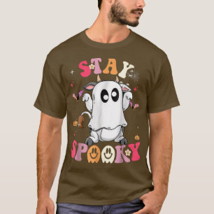 Camiseta Manténgase Fantasma Cuto Con Flores Coste De Hallo