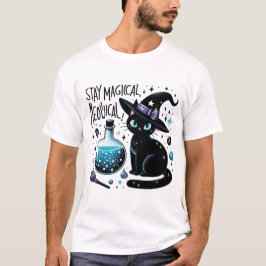 Camiseta Manténgase mágico meowgical bruja negra felina