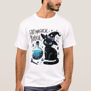 Camiseta Manténgase mágico meowgical bruja negra felina